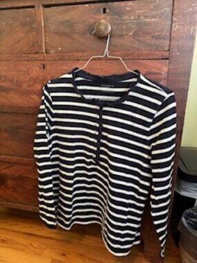 Talbots Cotton Black and White striped top